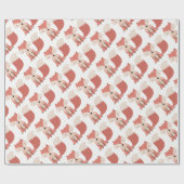 森林キツネパターン ラッピングペーパー (フラット)