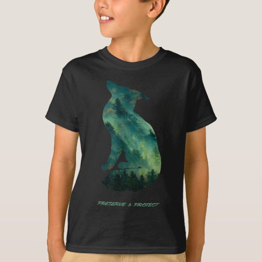 森林キツネ自然保全環境保護目標 Tシャツ (正面)