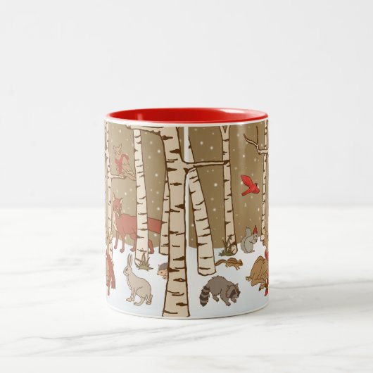 森林クリスマスのマグ ツートーンマグカップ (中央)