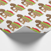 森林クリスマスの休日のリスのパーティーの覆い ラッピングペーパー (角)