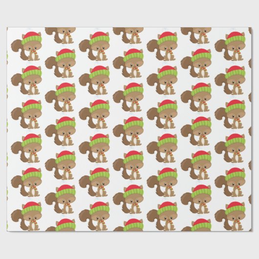 森林クリスマスの休日のリスのパーティーの覆い ラッピングペーパー (フラット)