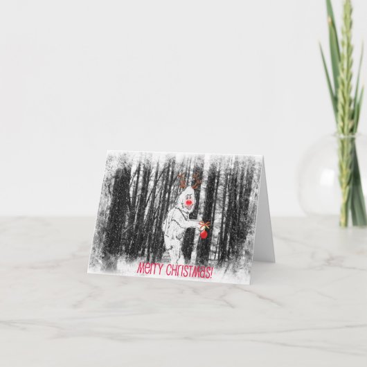 森林クリスマスカードのビッグフット シーズンカード (正面)