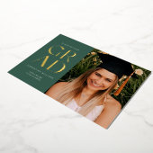 森林グリーンプレス箔グラッドブロック卒業 箔招待状 (回転した状態)