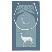 森林ケルト人の芸術の青および白いシカ スモールペーパーバッグ (裏面)