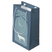 森林ケルト人の芸術の青および白いシカ スモールペーパーバッグ (裏面アングル)