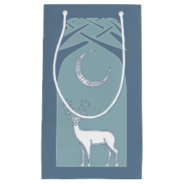 森林ケルト人の芸術の青および白いシカ スモールペーパーバッグ
