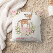 森林シカのピンクの花のシャクヤクの女の子の子供部屋の装飾 クッション (ブランケット)