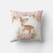 森林シカのピンクの花のシャクヤクの女の子の子供部屋の装飾 クッション (裏面)