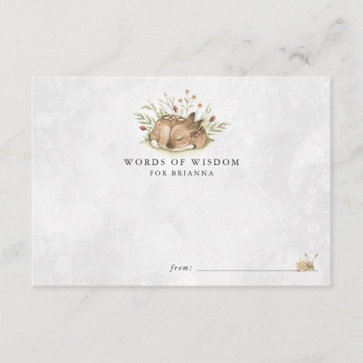 森林シカのベビーシャワーのアドバイスカード エンクロージャーカード (正面)