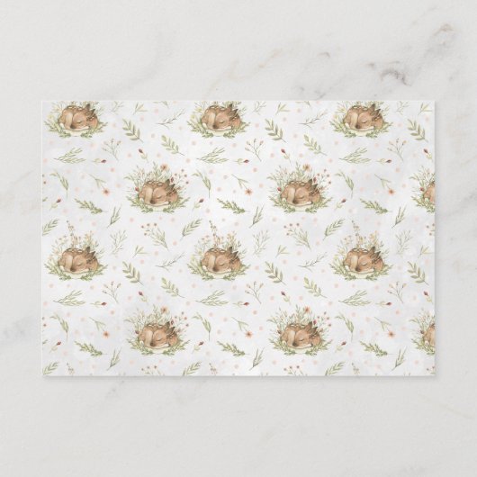 森林シカのベビーシャワーのアドバイスカード エンクロージャーカード (裏面)