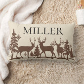 森林シカの冬の森林装飾用クッション ランバークッション (ブランケット)