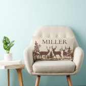 森林シカの冬の森林装飾用クッション ランバークッション (椅子)