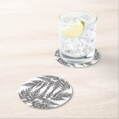 森林シダの葉状体のシルエット ラウンドペーパーコースター (インサイチュ)