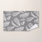 森林シダパターン、灰色/灰色および白 バスタオルセット (ハンドタオル)