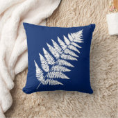 森林シダ1、コバルトブルーおよび白 クッション (ブランケット)
