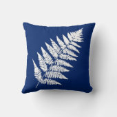 森林シダ1、コバルトブルーおよび白 クッション (裏面)