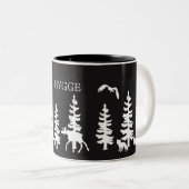 森林シルエット付きノルディックハイゲ白黒 ツートーンマグカップ (正面右)