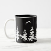 森林シルエット付きノルディックハイゲ白黒 ツートーンマグカップ (左)