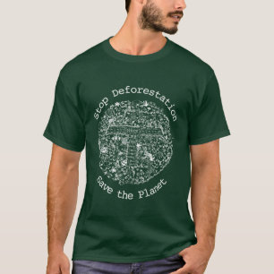 森林ストップ伐採がスローガン動物を救う Tシャツ