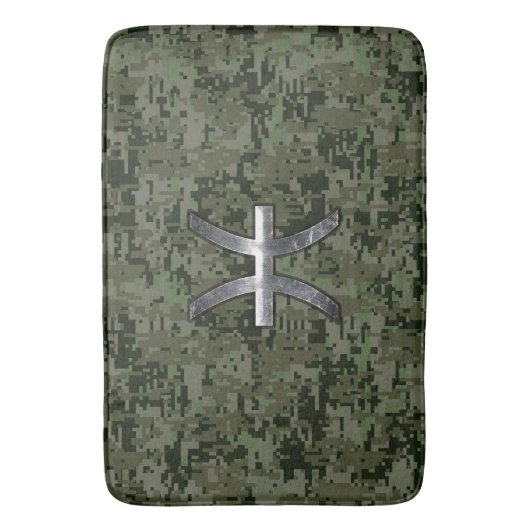 森林デジタル迷彩柄の魚類の(占星術の)十二宮図の印 バスマット (正面縦)