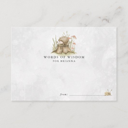 森林ハリネズミのベビーシャワーのアドバイスカード エンクロージャーカード (正面)