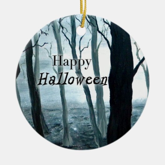 森林ハロウィンの暗いオーナメント セラミックオーナメント (正面)