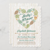 森林ハートのベビーシャワーの招待状 招待状 (正面/裏面)