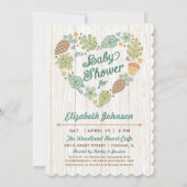 森林ハートのベビーシャワーの招待状 招待状 (正面)