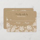 森林ハートのレースのような葉の秋の結婚式RSVP 出欠カード (正面/裏面)