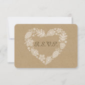 森林ハートのレースのような葉の秋の結婚式RSVP 出欠カード (裏面)