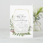 森林ハーバリウム幾何学的ベビーシャワー 招待状 (スタンド正面)