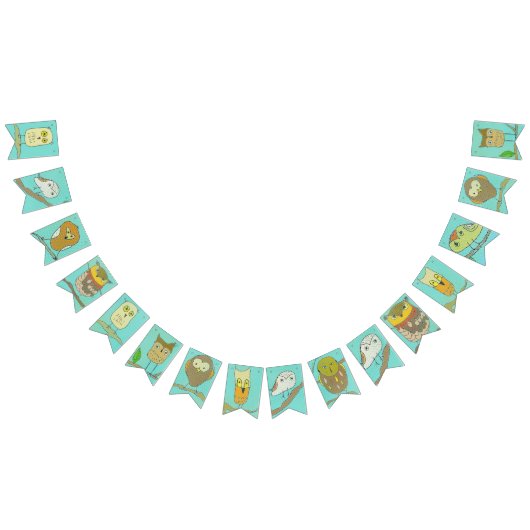 森林パーティーの旗のフクロウ バンティングフラッグ (全)