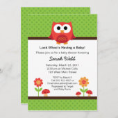 森林フクロウのベビーシャワーの招待状 招待状 (正面/裏面)