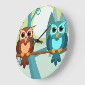 森林フクロウの円形の時計 ラージ壁時計 (傾斜)