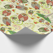 森林フクロウパターン包装紙 ラッピングペーパー (角)