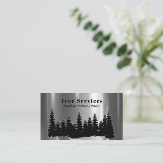 森林プロフェッショナルツリーのトリミングのサービス 名刺 (スタンド正面)