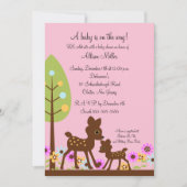 森林ベビーのシカのベビーシャワーの招待状 招待状 (正面)