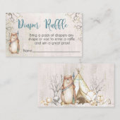 森林ベビーシャワーのおむつのラッフルカード エンクロージャーカード (正面/裏面)
