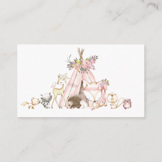 森林ベビーシャワーのおむつのラッフルカード エンクロージャーカード (裏面)