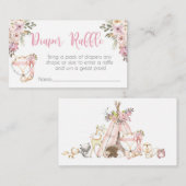 森林ベビーシャワーのおむつのラッフルカード エンクロージャーカード (正面/裏面)