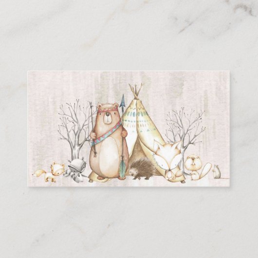 森林ベビーシャワーのおむつのラッフルカード エンクロージャーカード (裏面)