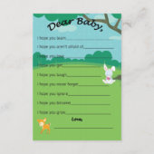 森林ベビーシャワーの本の要求及び願いの挿入物 エンクロージャーカード (裏面)