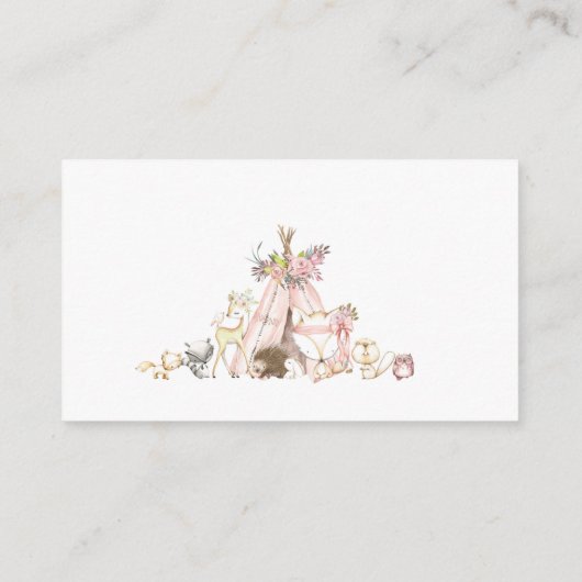 森林ベビーシャワーの本代わりにカード エンクロージャーカード (裏面)