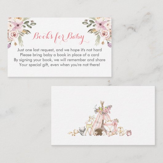 森林ベビーシャワーの本代わりにカード エンクロージャーカード (正面/裏面)