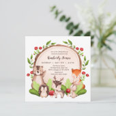 森林ベビーシャワー招待状(森林動物) 招待状 (スタンド正面)