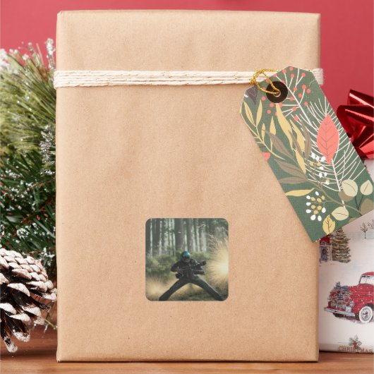 森林ペイントボール戦 スクエアシール (クリスマス)