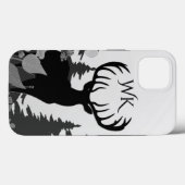 森林モノグラムから大きなラックを持つ鹿 Case-Mate iPhoneケース (裏面 (横))