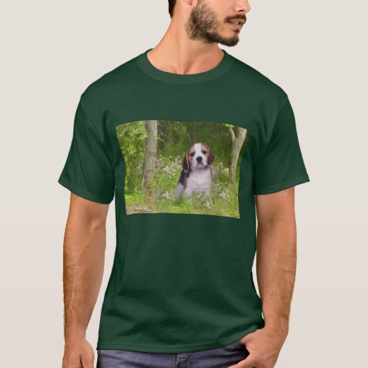 森林ユニセックスなTシャツのビーグル犬 Tシャツ (正面)