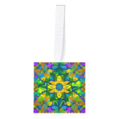 森林万華鏡のように千変万化するパターン葉 キューブオーナメント (正面)