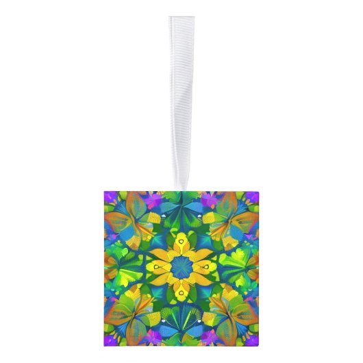 森林万華鏡のように千変万化するパターン葉 キューブオーナメント (右)